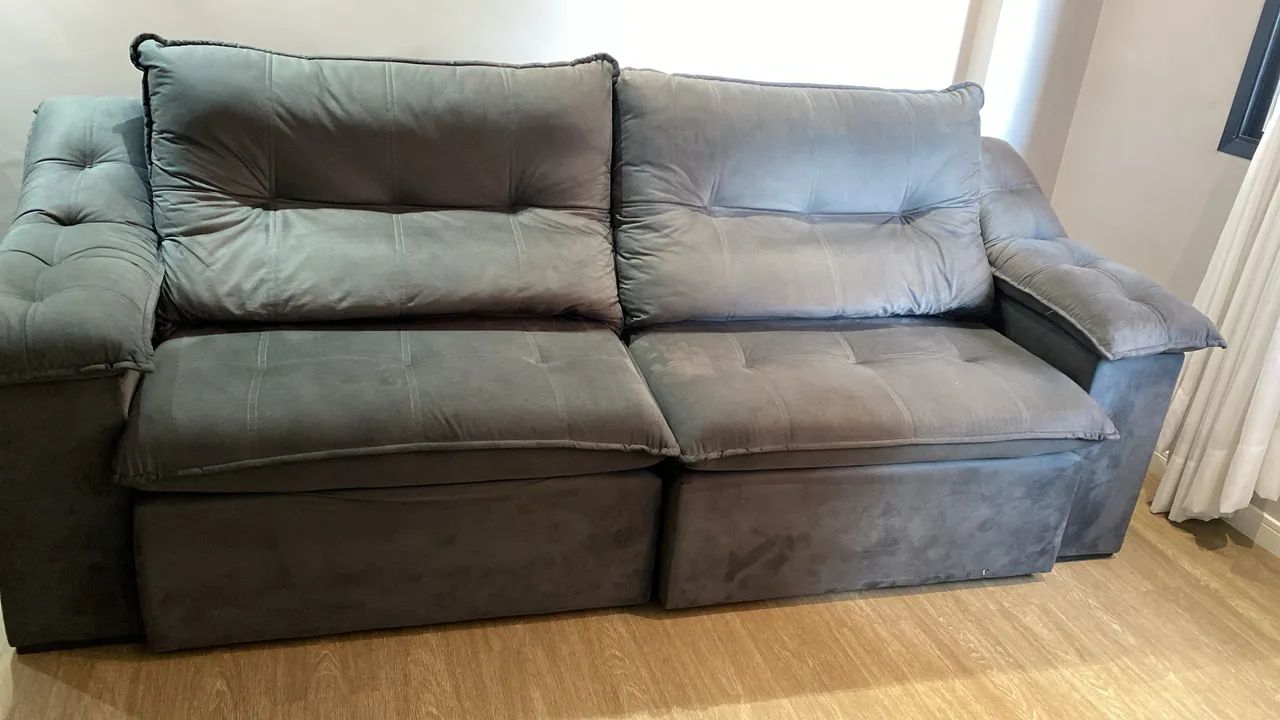Sofa retratil reclinável suede aveludado - Foto 3