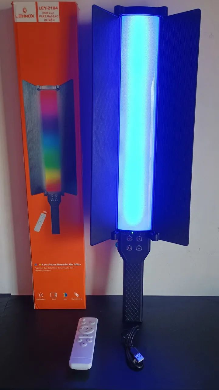 Bastão Led RGB recarregável com defletores e controle remoto  / PREÇO IMBATÍVEL  - Foto 4