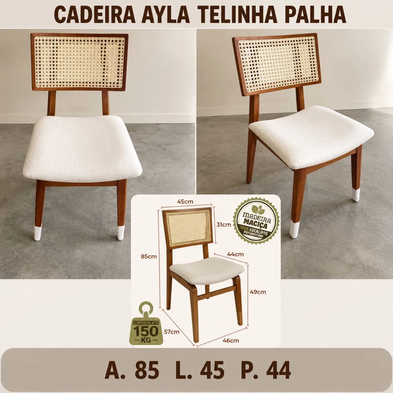 CADEIRA AYLA TELINHA PALHA