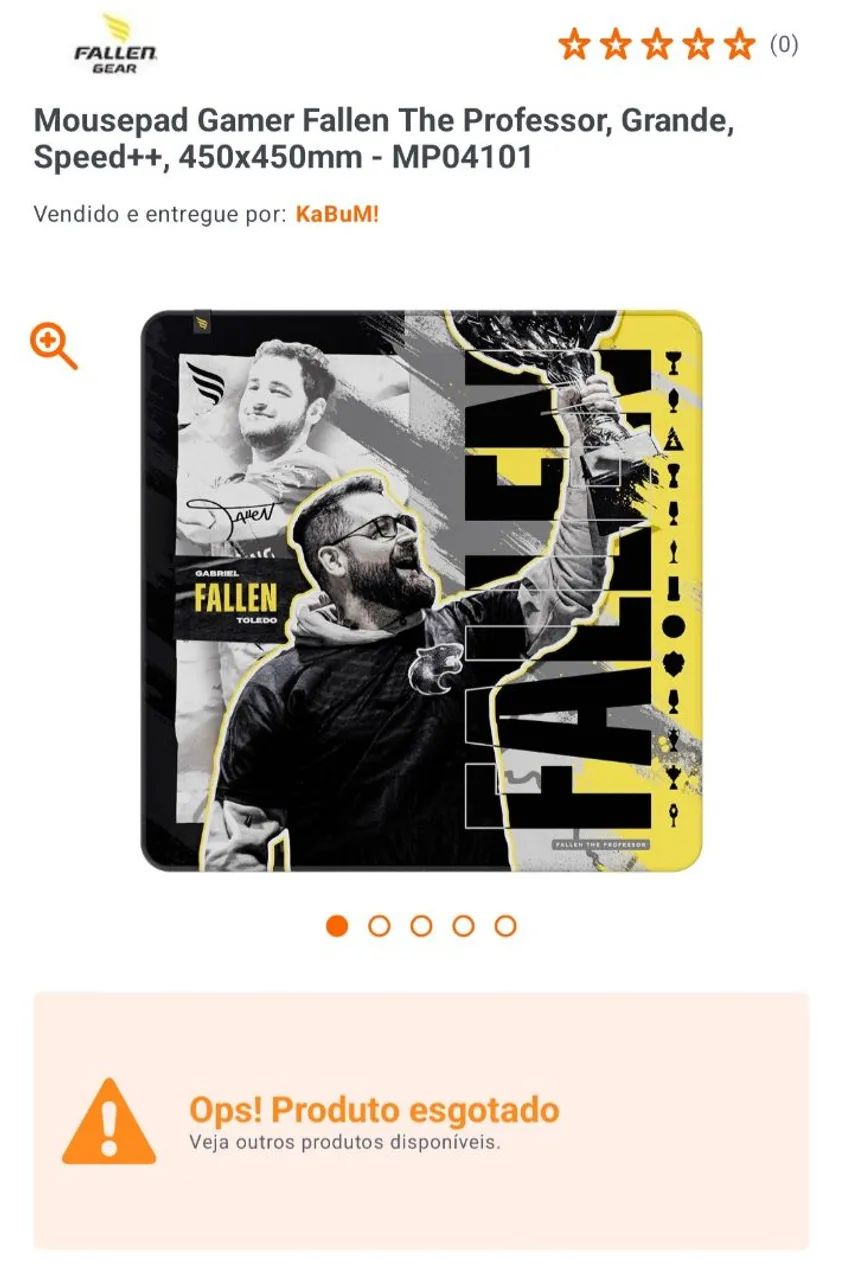 Mousepad gamer do Fallen (Lacrado. Item de colecionador)