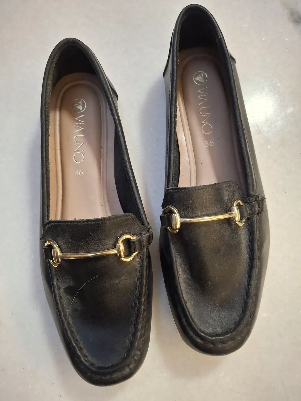 Mocassim Preto Couro legítimo 35 Via Uno - Foto 3