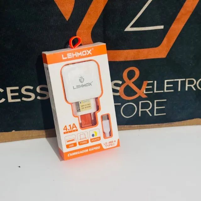 Carregador com 2 Entradas USB + Cabo Tipo-C - Turbo 4.1A 