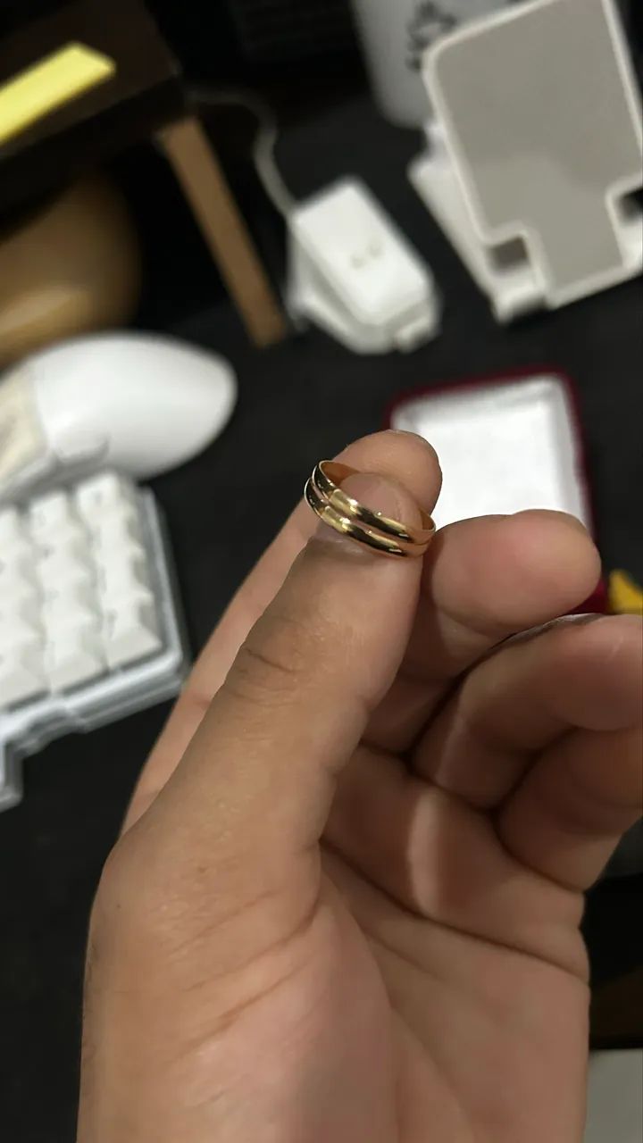 Alianças 18k 2mm Noivado + Anel dourado - Foto 4