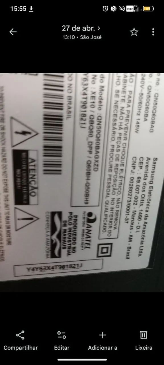 TV Samsung com defeito na tela  - Foto 2