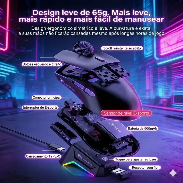Mouse Sem Fio Smailwolf M3 Tri Mode 2.4g Bluetooth - Foto 2