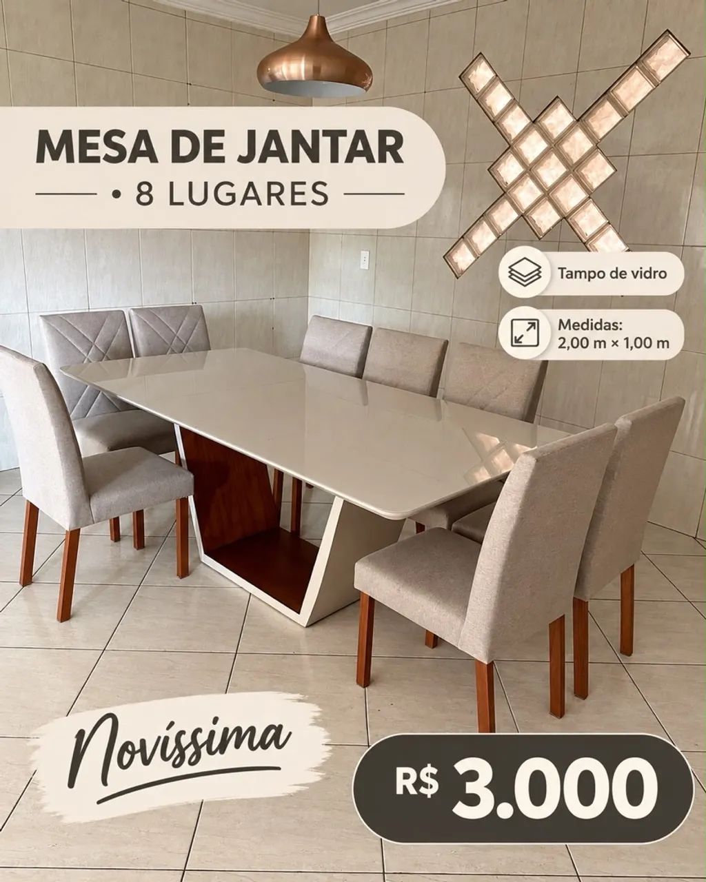 MESA DE JANTAR 8 CADEIRAS 