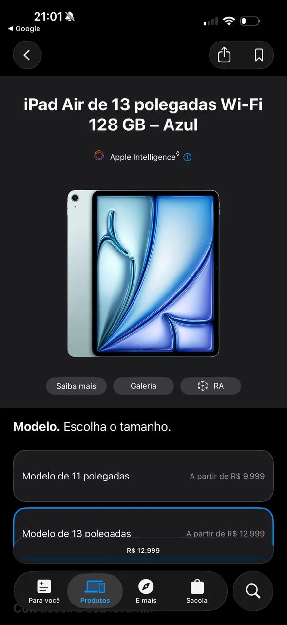 iPad Air 13 (M3) Wi-Fi Azul NA CAIXA  - Foto 4