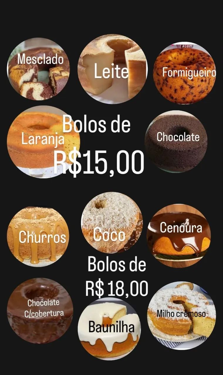 Bolos caseiros a partir de 15:00