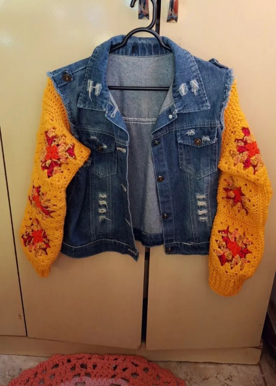 Jaqueta jeans crochê  - Foto 2