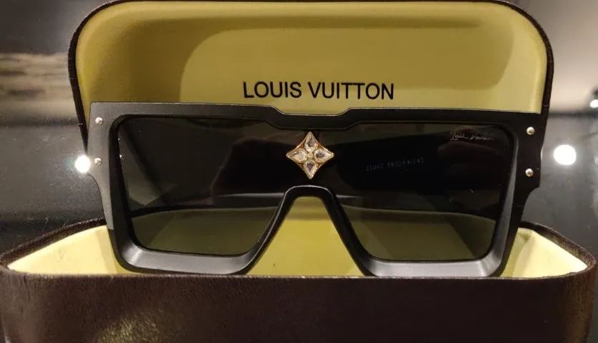 Óculos de Sol Luxo LV Cyclone Preto - Kit Premium Completo