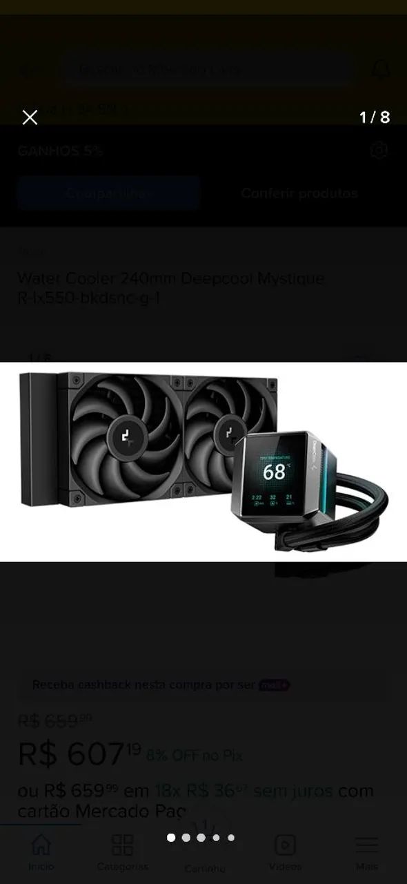 Watercooler deepcool mystique 240 ( ótimo estado ) - Peças de