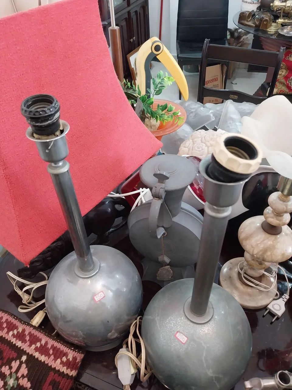 Abajur de mesa em formato de bola metálico anos 50 (preço unitário) - Foto 2