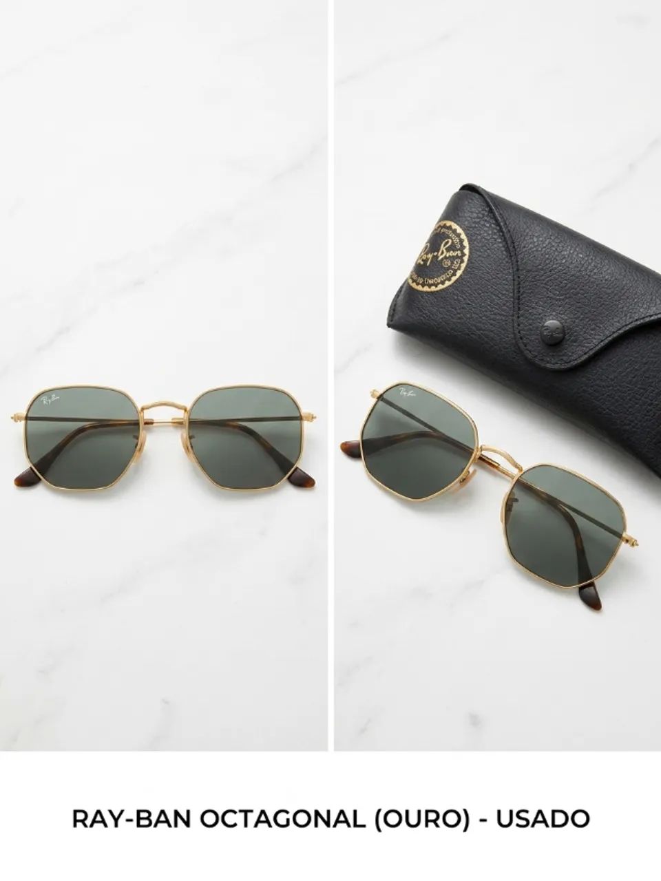 Óculos Ray-Ban Octagonal RB3556N Dourado - Original com Estojo