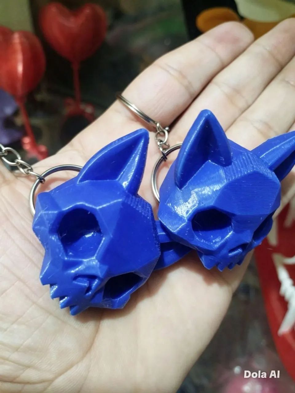 Chaveiros pokebola,gato caveira 3d em pla - Foto 2