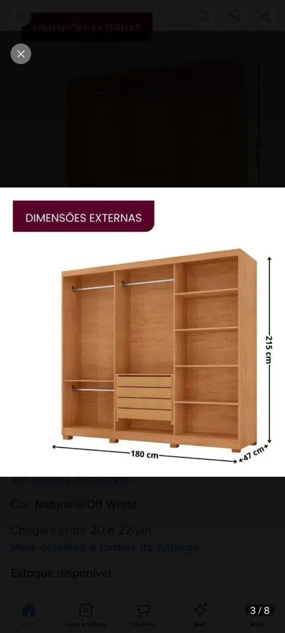 Vendo Guarda roupa casal 100% MDF com espelho  - Foto 4