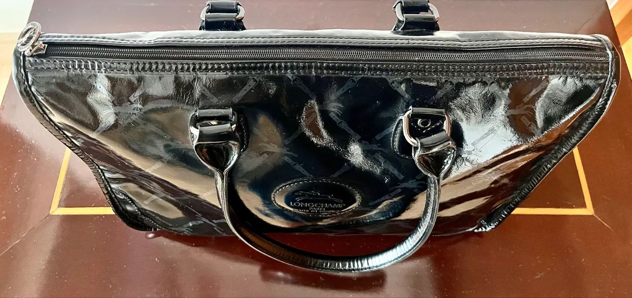 Bolsa Longchamp Preto Vinil Como Nova - Foto 2
