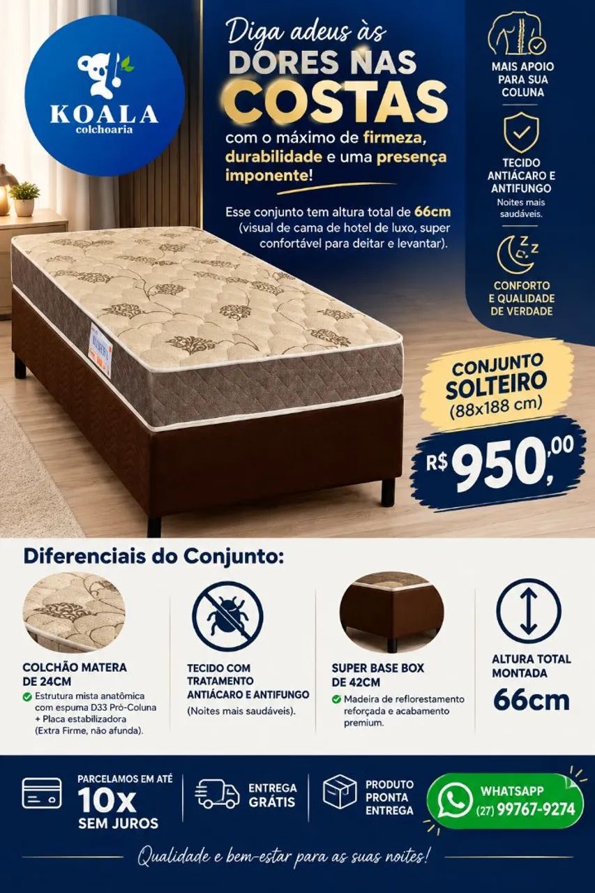 Conjunto Solteiro D33 Ortopedico 88x188