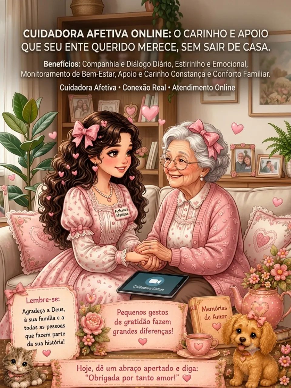 Cuidadora afetiva online de idosos