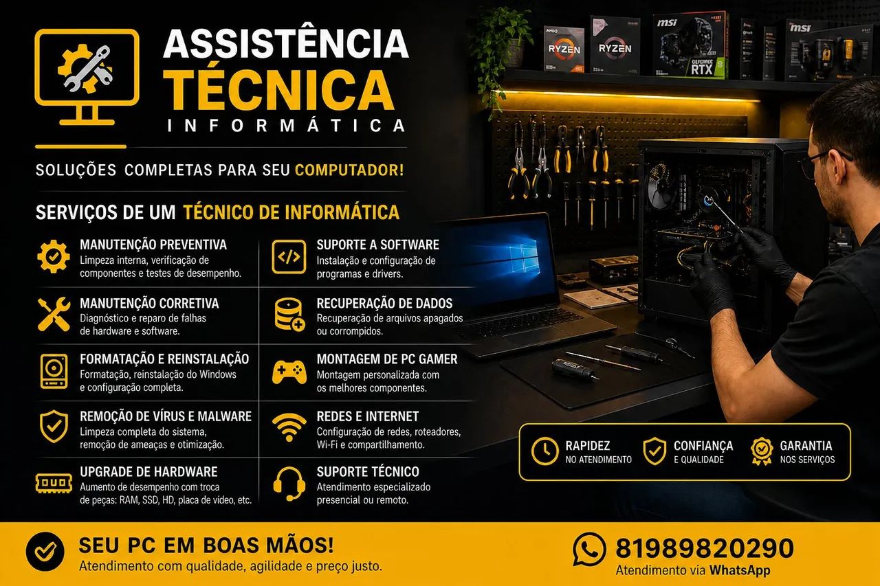 Assistência de manutenção de notebooks e computadores