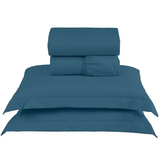 Jogo de Cama 4 Pçs Queen Azul Marinho - Foto 2