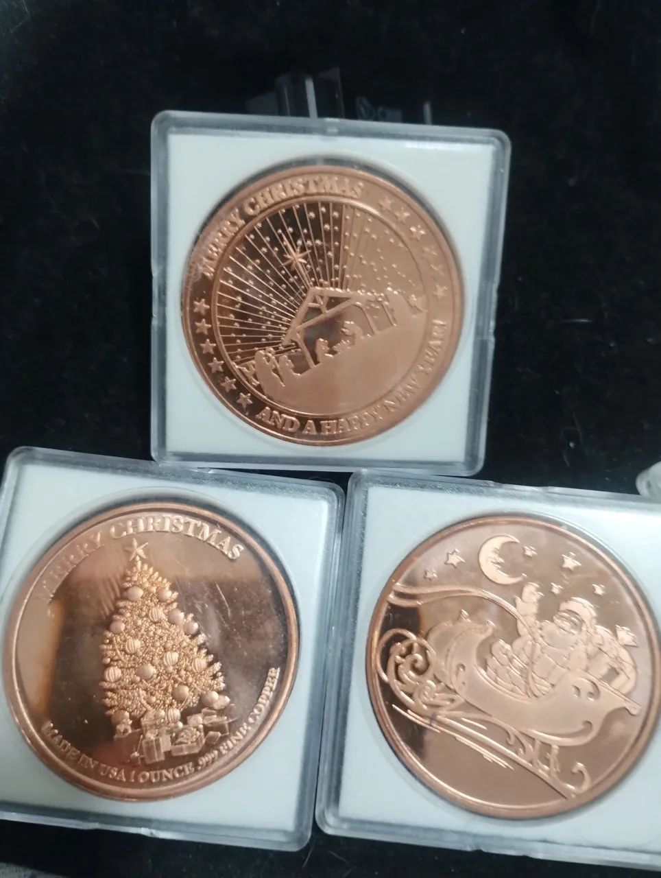 Três moedas de Fine Cooper 1 Ounce troy USA  - Foto 2