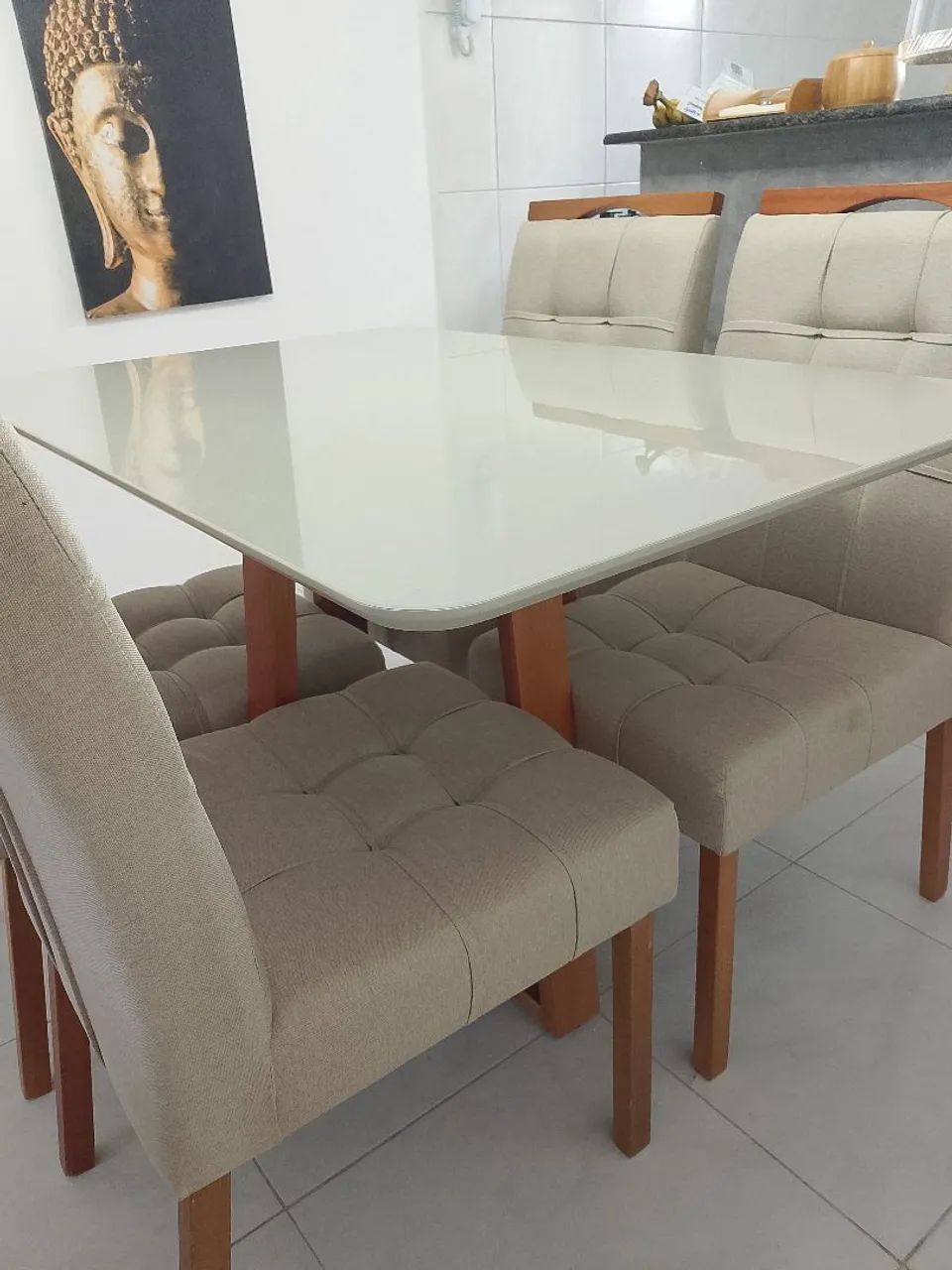 Mesa de jantar 4 cadeiras em madeira  - Foto 2
