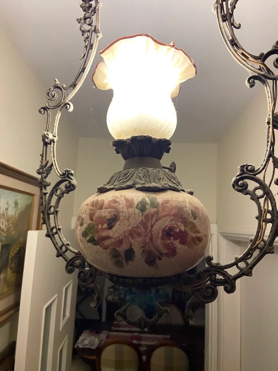 PAR de Lustre cerâmica craquelado com ferro ! Antiguidade  - Foto 3