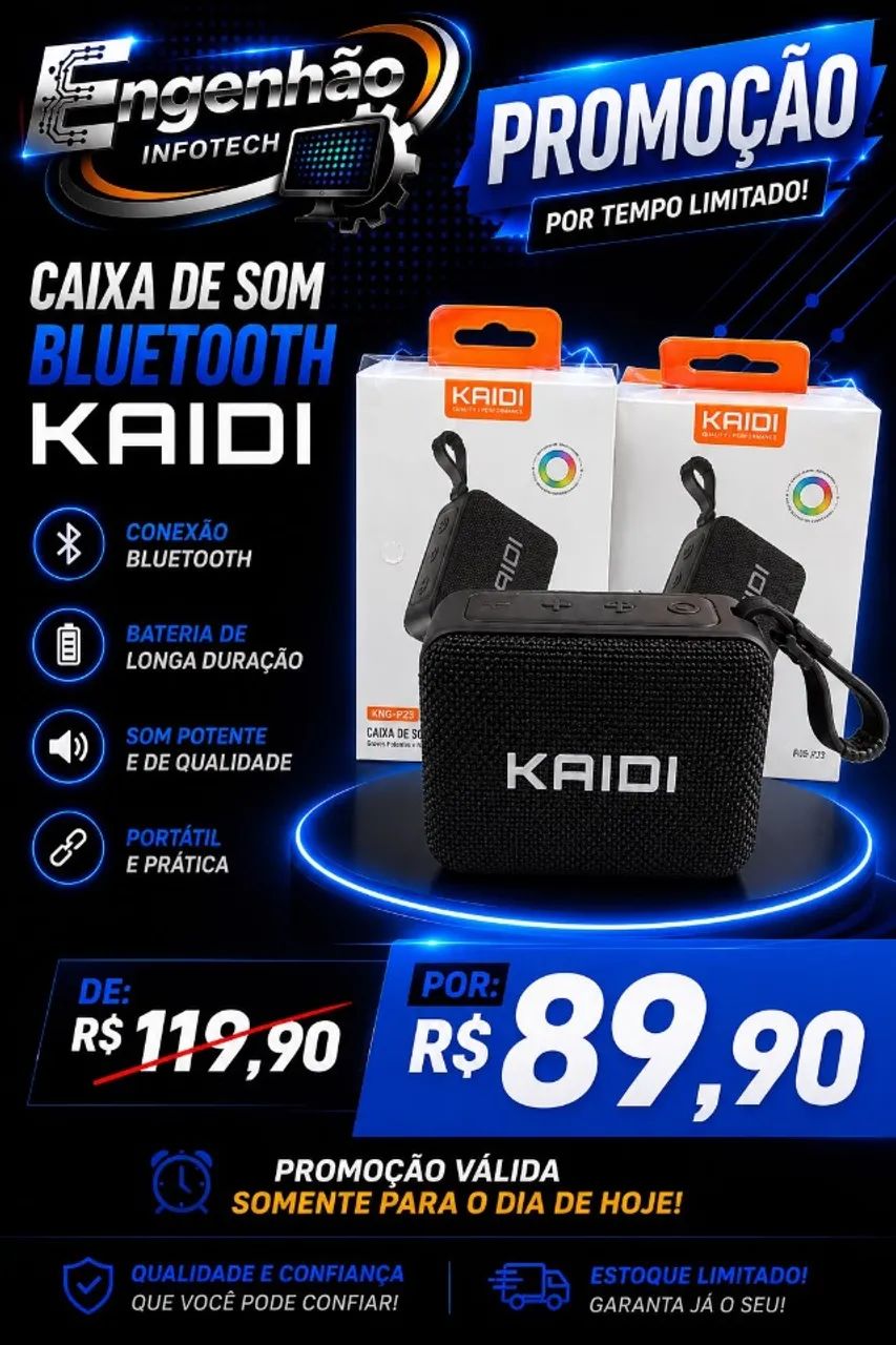 CAIXA DE SOM BLUETOOTH KAIDI  - Foto 2