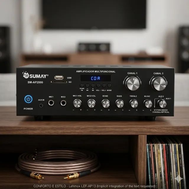 Amplificador Stereo Sumay SM-AP2000 2 Canais 100W - Foto 2