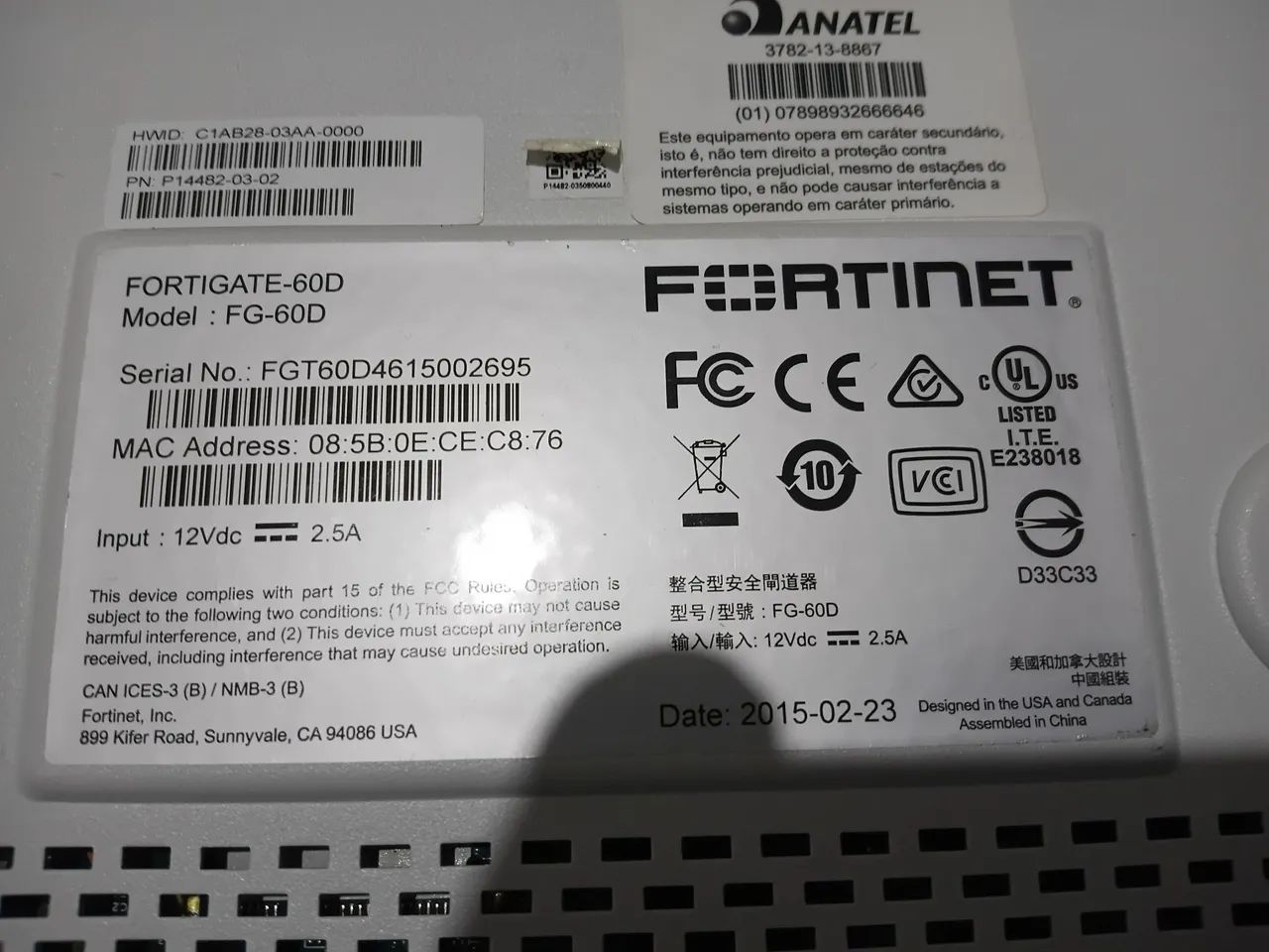 Firewall Fortinet FortiGate 60D (FG-60D) - Ótimo Estado - Foto 3