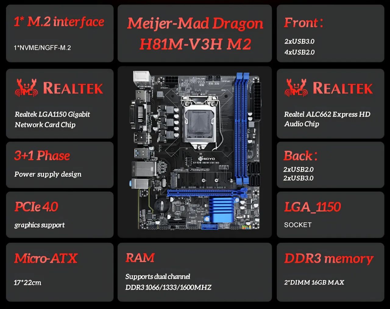 Placa Mãe 1150 Soyo H81M DDR3 - Foto 2