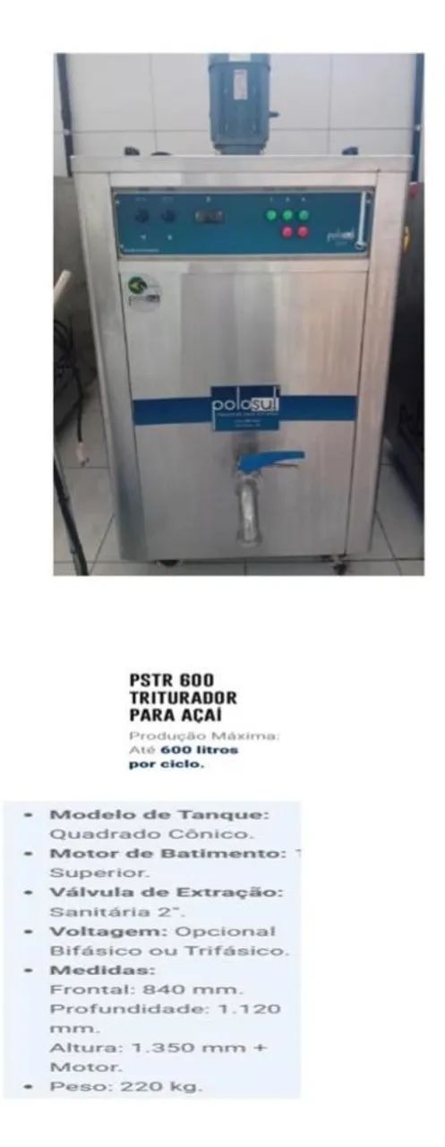 Triturador para Açaí PSTR 600- Novo usado um mês . 