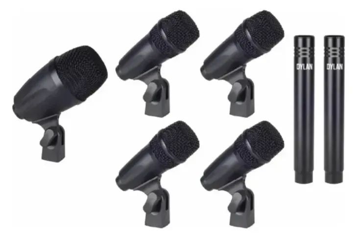 Kit 7 Microfones Para Bateria Dylan Basic Drum Igreja Show - Foto 4