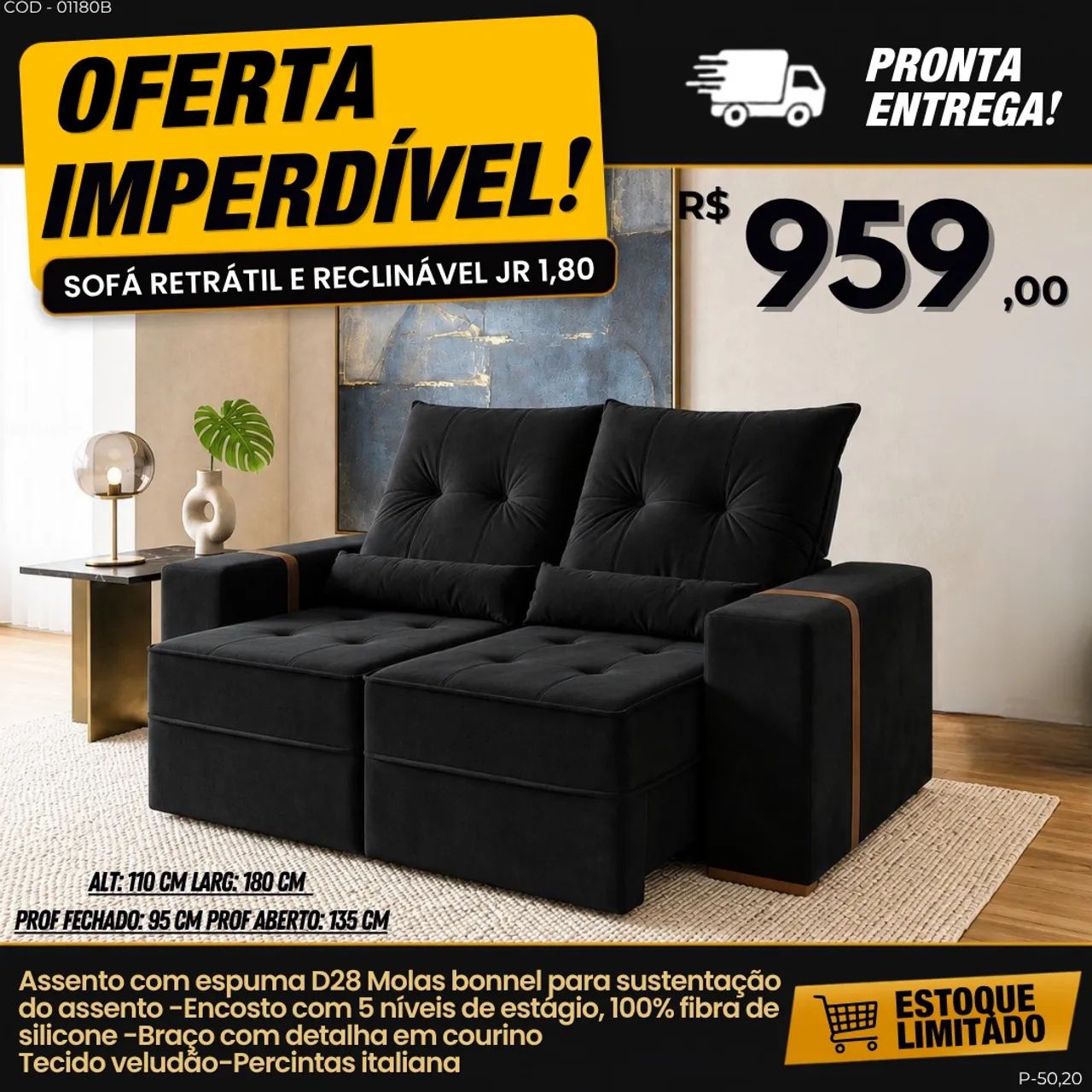 Sofá retrátil E reclinável 
