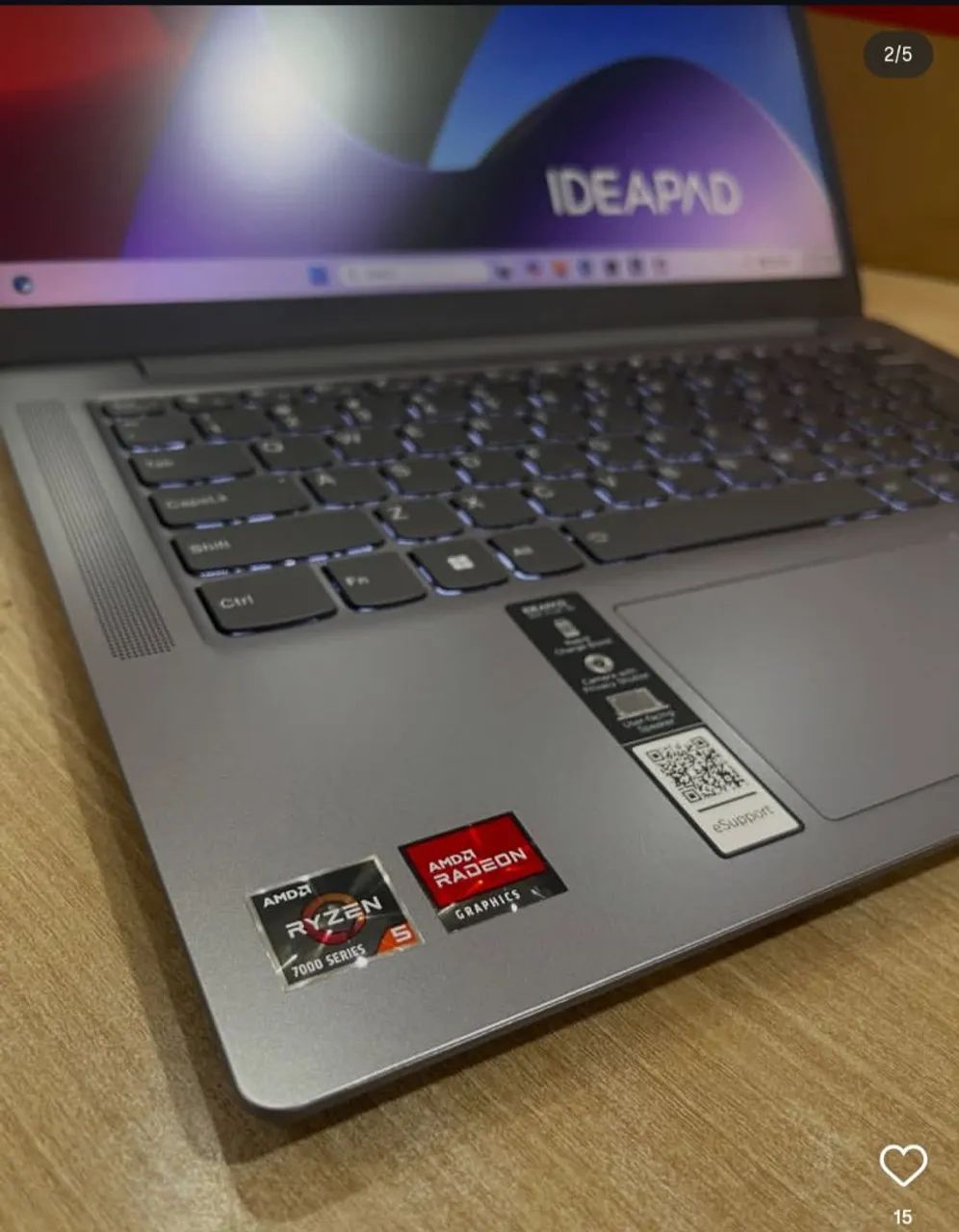 Notebook Lenovo Ideapad Ryzen 5 7500u 8gb de ram 512gb ssd - Foto 2