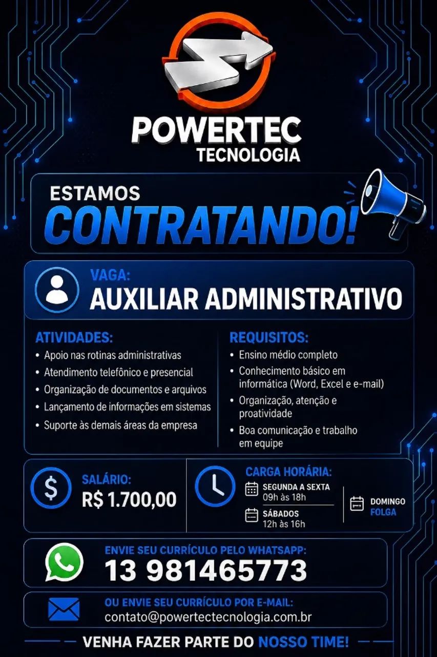 VAGA DE AUXILIAR ADMINISTRATIVO