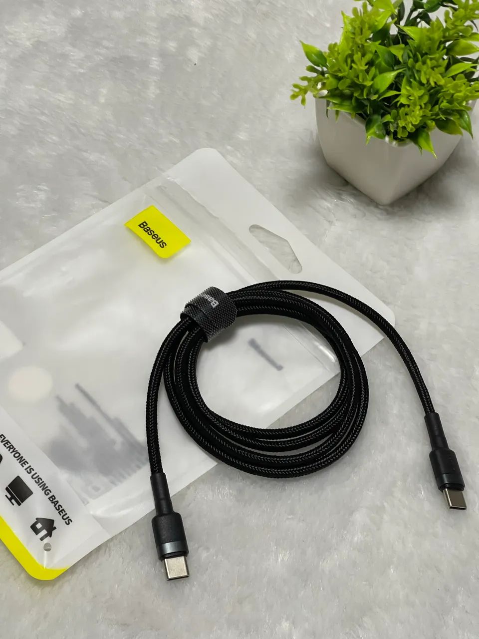 Cabo Baseus USB-C para USB-C 1m Reforçado Nylon Trançado Alta Velocidade - Foto 2