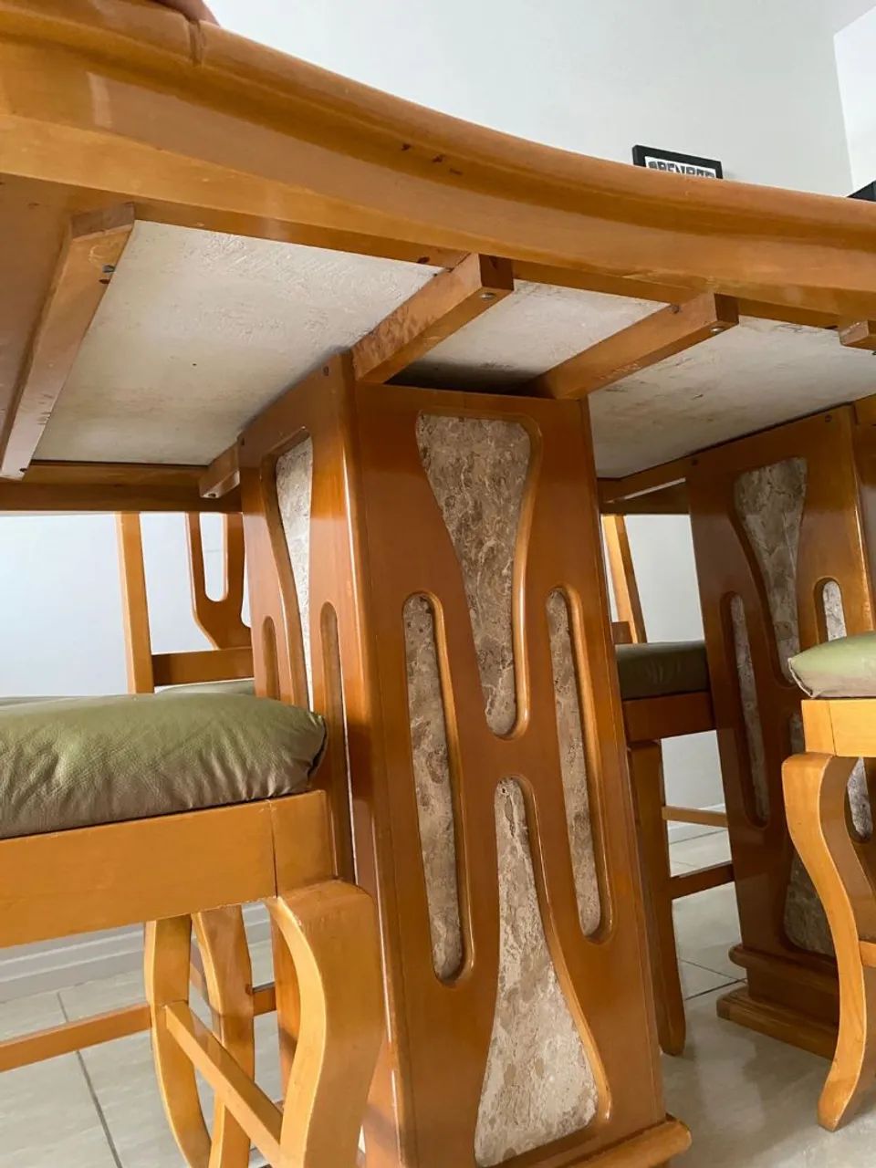 Mesa madeira maciça com tampo de mármore  - Foto 5