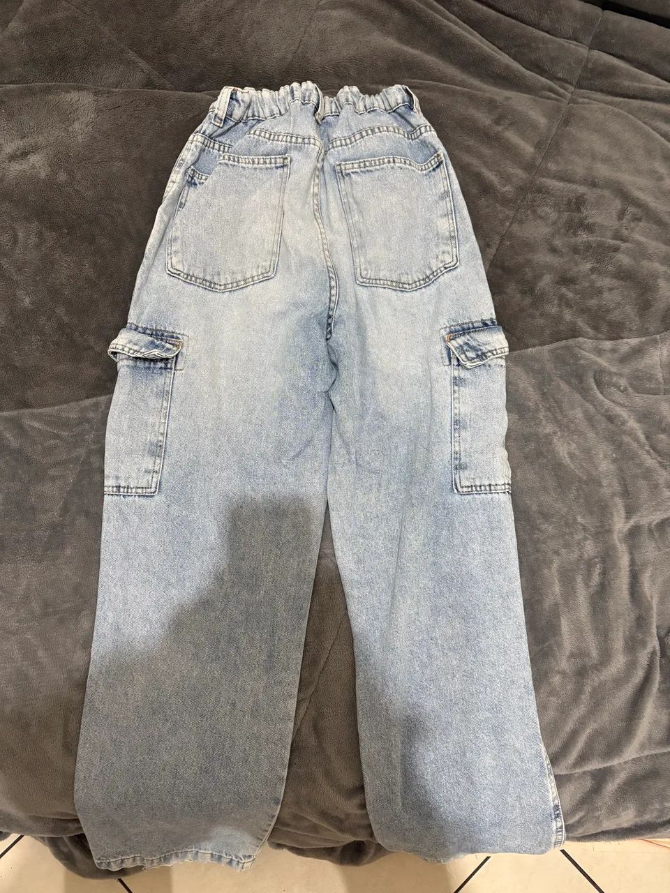 Calça Jeans Cargo Azul Clara Tam 40 Renner - Foto 3