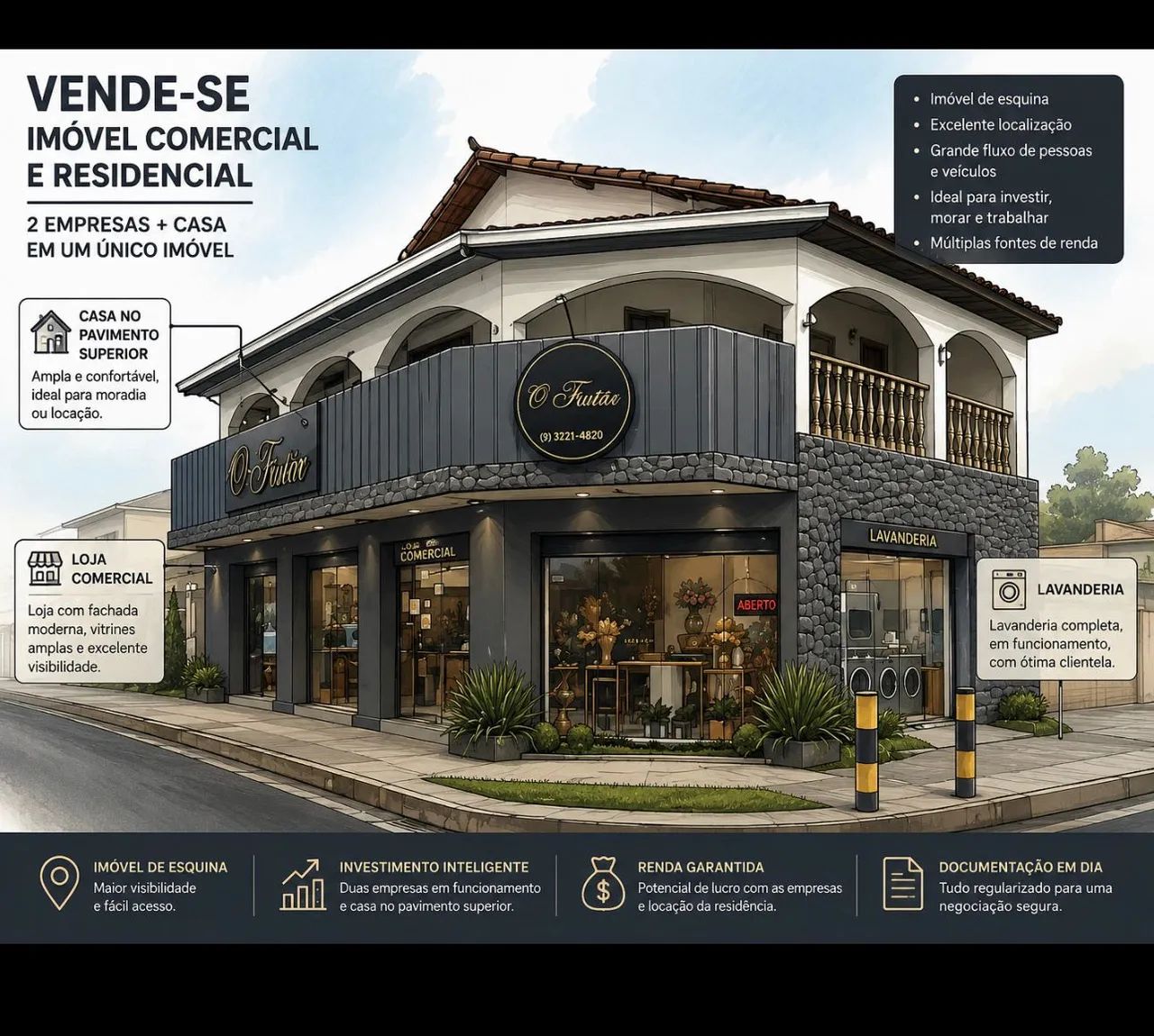 VENDE-SE IMÓVEL COMERCIAL E RESIDENCIAL 