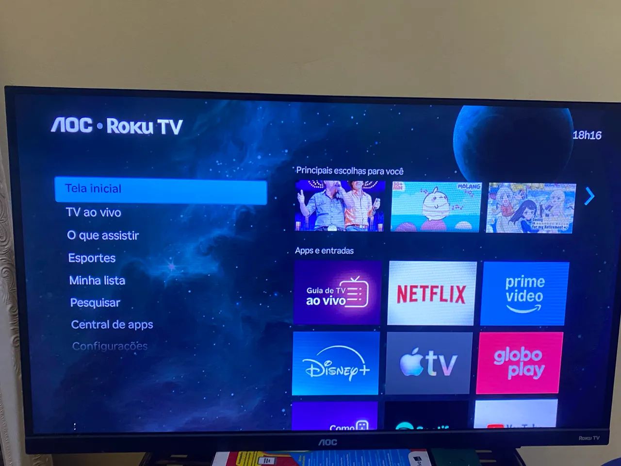 Smart TV AOC DLED 32 Polegadas WI-FI Roku TV Quad Core 32S5155/78G