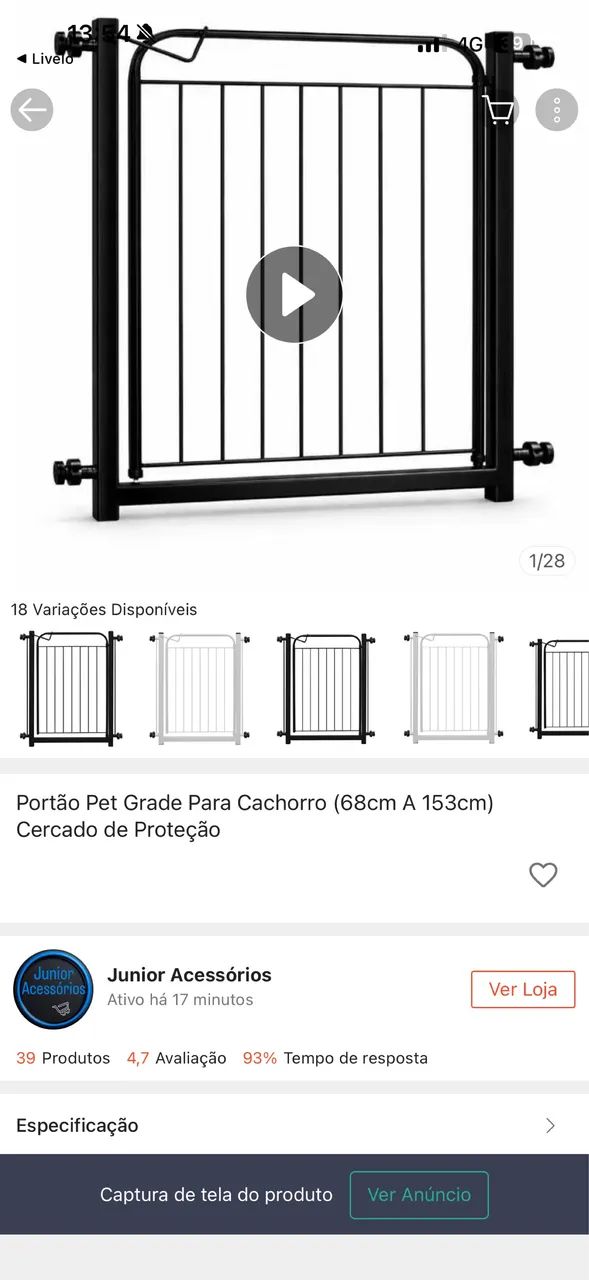 Portão pet grade 