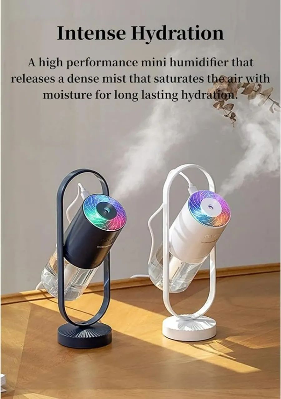 Umidificador Rotativo Nano Névoa Fina Umidificação Silenciosa Ar Fresco Pele Úmida Luz Not - Foto 2