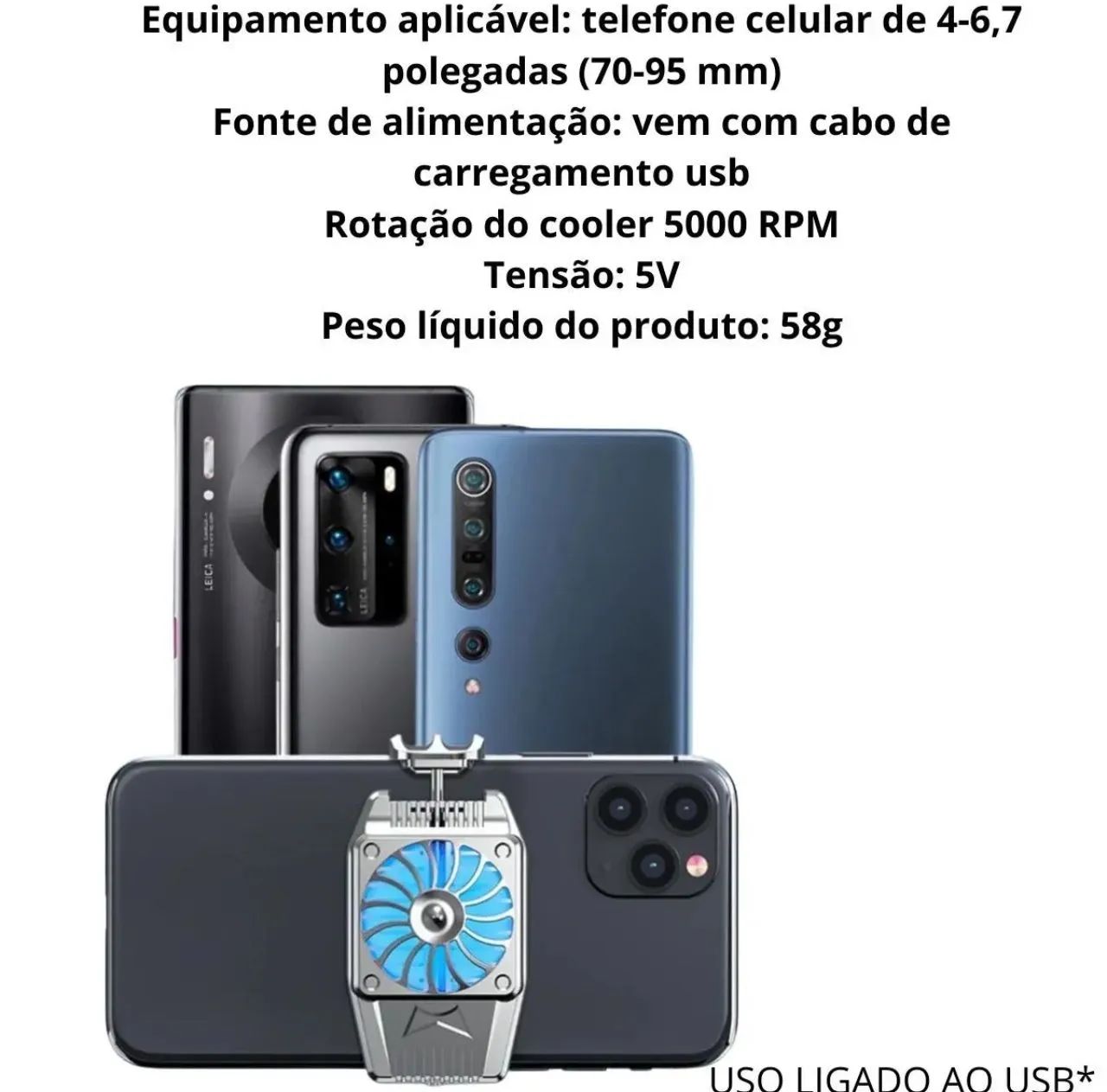 Cooler para Smartphone Knup KP-VR312 LED RGB Gamer Anti-Aquecimento - Foto 6