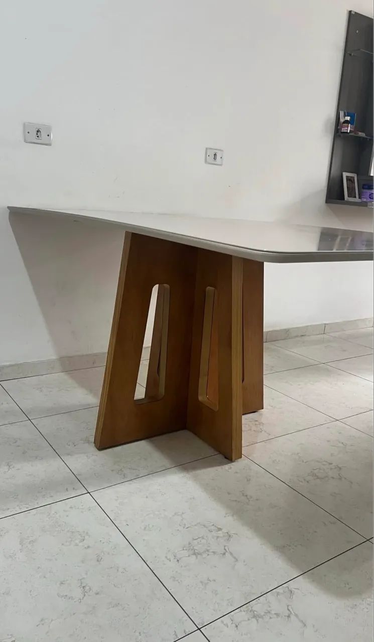 Mesa Rosé em laca tampa de vidro com 6 cadeiras  - Foto 3