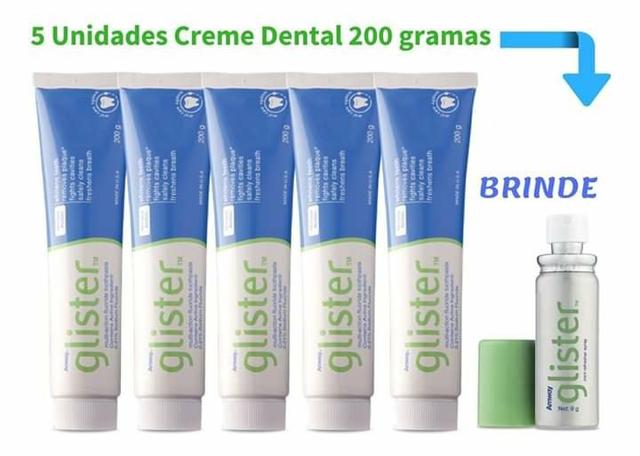 Creme Dental Glister Da Amway 5x Creme Dental Glister Amway 200g + Brinde (spray Bucal)