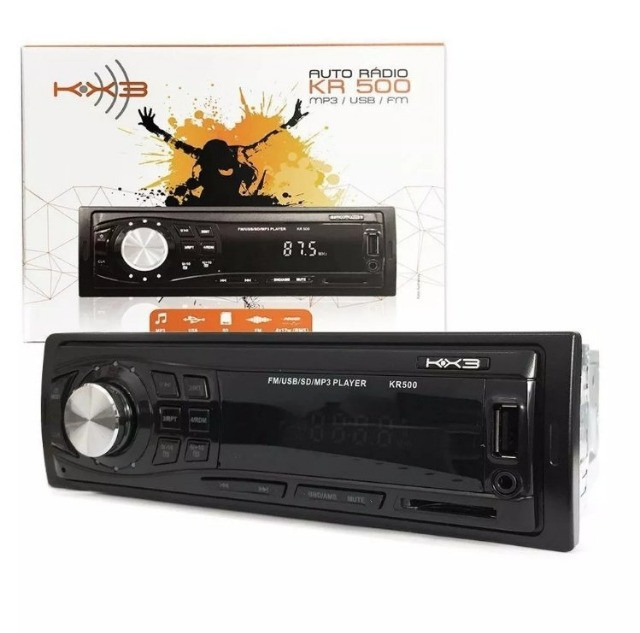 Rádio Automotivo Player KX3 KR500 - MP3, USB, SD - 4x12W RMS