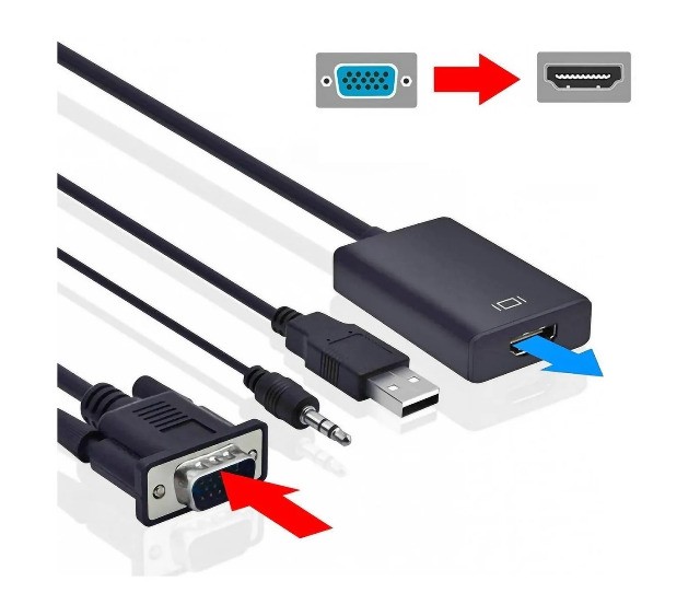 Conversor Adaptador Vga x Hdmi Com Alimentação Usb E Audio P2 - Foto 2