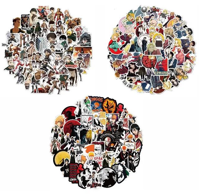 Kit 150 Adesivos de Attack on Titan, Fullmetal Alchemist e Bleach - Pcs Peças Unidades