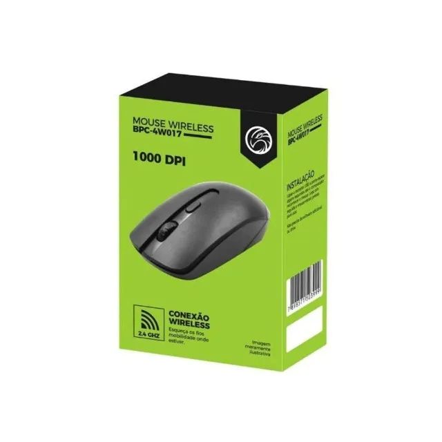 Mouse Sem Fio Optico BrazilPc BPC-4W017 1200 DPI 2.4GHZ Preto - (NOVO) - Foto 2